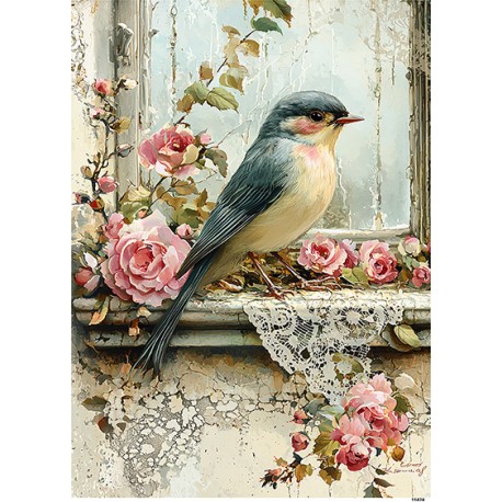 papier ryżowy A-5 11424 ptaszek na oknie