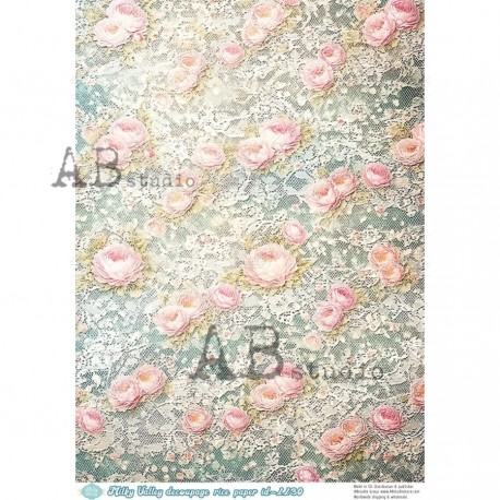 papier ryżowy A-4 id-1130 tło kwiaty,koronka