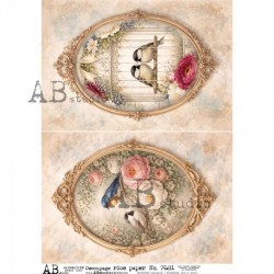 papier ryżowy A-4 id-7681 ramki,wazon,ptaki