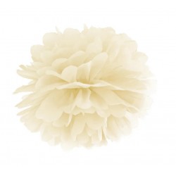 pompon z bibuły 25 cm kremowy