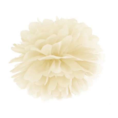 pompon z bibuły 25 cm kremowy
