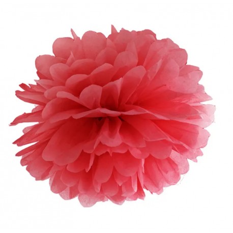 pompon z bibuły 25 cm czerwony