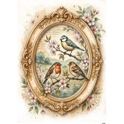 papier ryżowy A-5 21492 ramka z ptaszkami