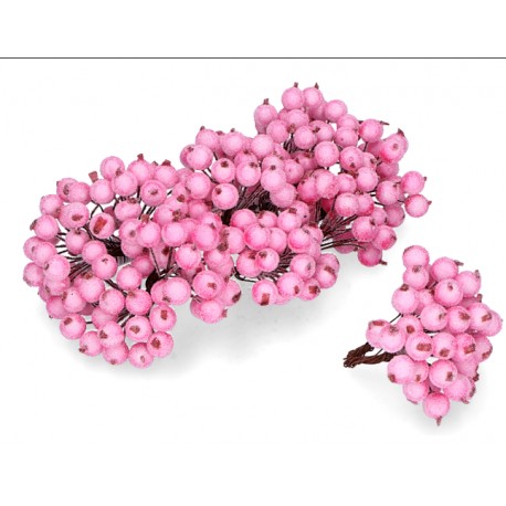 ***jarzębina różowa oszroniona śr.1 cm opk.40 szt