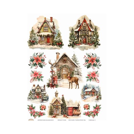 papier ryżowy a-4-076 chatka,renifer