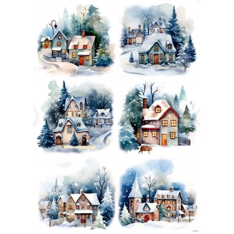 papier ryżowy A-4 2068 zimowe chatki