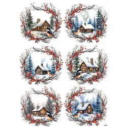 papier ryżowy A-4 3749 chatki wianki