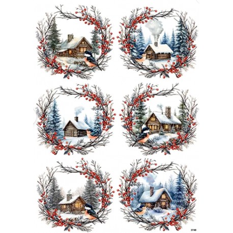 papier ryżowy A-4 3749 chatki wianki