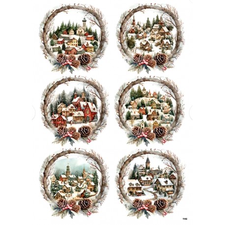 papier ryżowy A-4 1142 miasteczko,szyszki