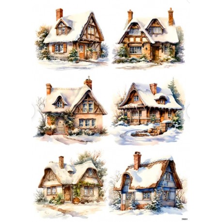 papier ryżowy A-4 25001 chatki zimą