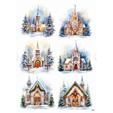 papier ryżowy A-4 2666 kościółki zimą