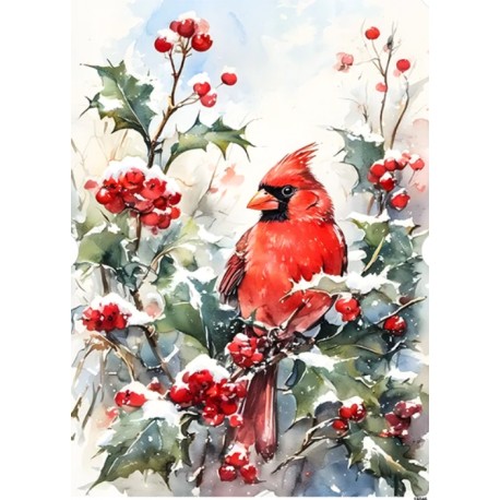papier ryżowy A-5 16046 kardynał na gałązce