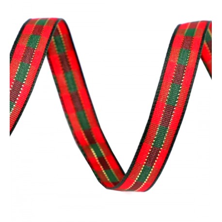 wstążka 1,0 cm krata świąteczna