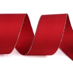 wstążka z lureksem 4 cm czerwono-złoty/ 10 m