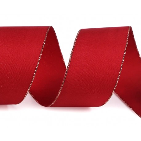 wstążka z lureksem 4 cm czerwono-złoty/ 10 m