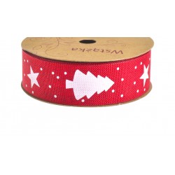 wstażka jutowa czerwona,choinki 2,5cm*10 m