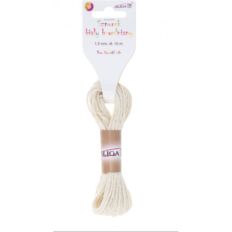 sznurek jutowy bawełniany biały 1,5mm/10 m