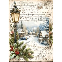 papier ryżowy A-5 14943 latarnia, zima