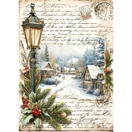papier ryżowy A-5 14943 latarnia, zima
