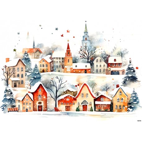 papier ryżowy A-5 12678 domki zimowe