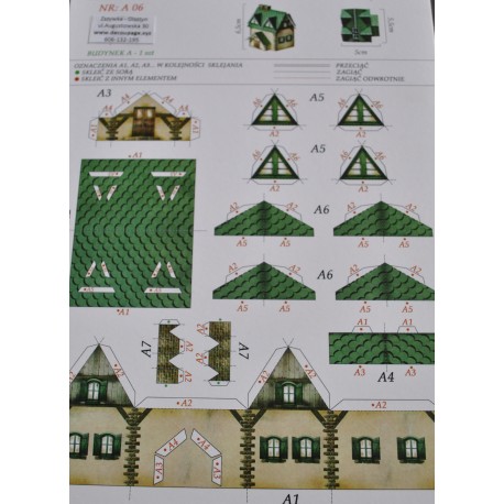 kartonowa makieta domki (zielone) A4