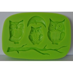 deco odewy silikonowe 3 sowy na gałęzi 8,5*5 cm
