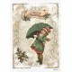 ***papier ryżowy A-6 1950 dziewczynka z parasolem 