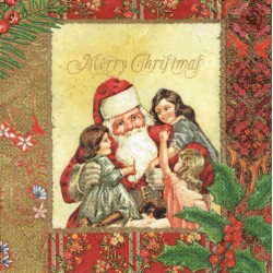 ***serwetka 33x33 BN39 św. Mikołaj z dziećmi