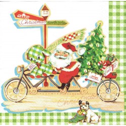 ***serwetka 33x33 BN54 św Mikołaj na rowerze