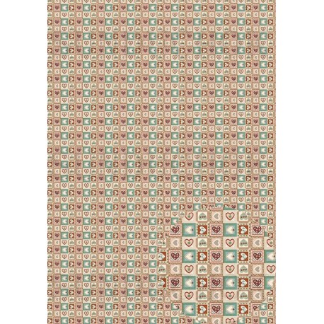 ***papier cienki A-3 0238, tło kratka serduszka