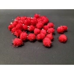pompony 1,3cm brokatowe czerwony op.50 szt