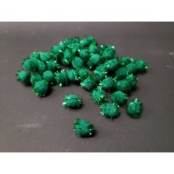 pompony 1,3cm brokatowe zielony op.50 szt