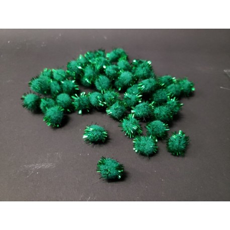 pompony 1,3cm brokatowe zielony op.50 szt