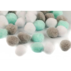 ***pompon 2cm mix mięta/ opk.70szt