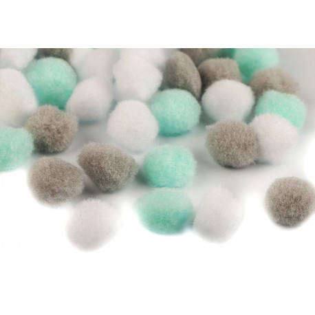 ***pompon 2cm mix mięta/ opk.70szt