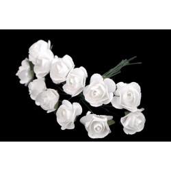 ***róża papierowa biała 2cm/pęk
