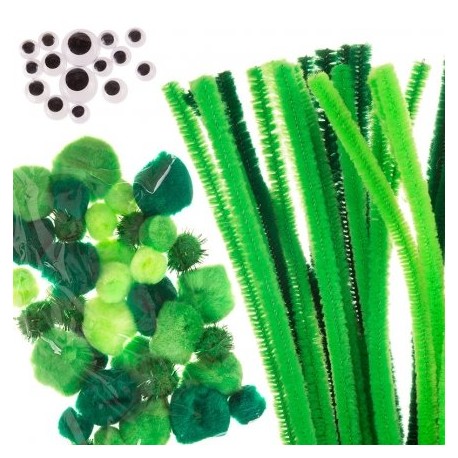 drucik kreatywny zestaw z pomponami -zielony
