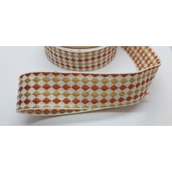 wstążka rypsowa romby czerwone 2,5cm